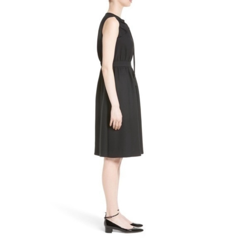 Kate Spade Rambling Rose Crepe Ruffle Fit & Flare Black Dress Medium NWT Cottage - Picture 2 of 14